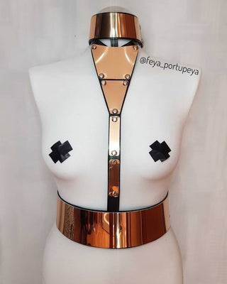 Luxurious Gold Harness Top for Fashion and Performance Events - FEYA