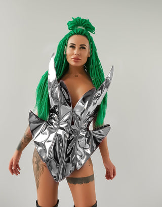 Neon Women's Party Dress: Vegan Leather Set for Artists & Performers - FEYA