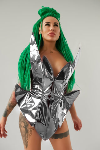 Neon Women's Party Dress: Vegan Leather Set for Artists & Performers - FEYA