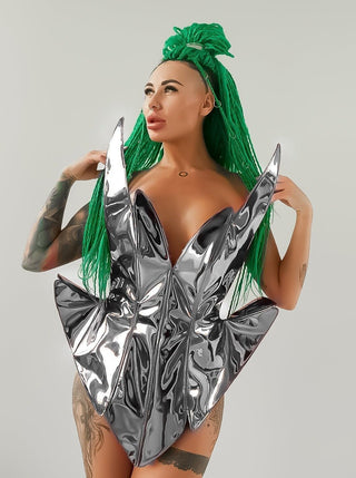 Neon Women's Party Dress: Vegan Leather Set for Artists & Performers - FEYA