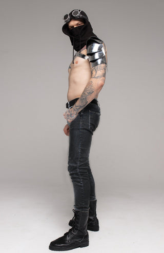 Rave Festival Costume in Metalic Leather: Perfect for Men's Festival Wear - FEYA