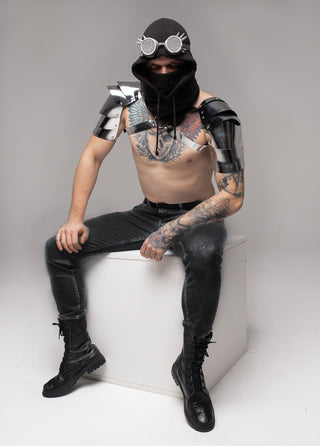 Rave Festival Costume in Metalic Leather: Perfect for Men's Festival Wear - FEYA