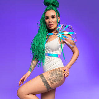 Rave Shoulder Armor Costume with Holographic Flair - FEYA