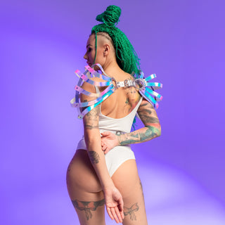Rave Shoulder Armor Costume with Holographic Flair - FEYA