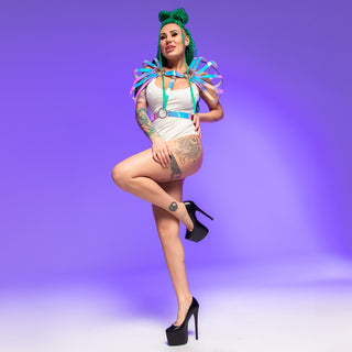 Rave Shoulder Armor Costume with Holographic Flair - FEYA