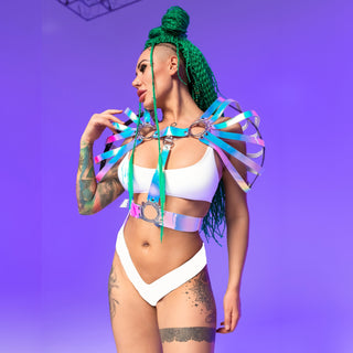 Rave Shoulder Armor Costume with Holographic Flair - FEYA