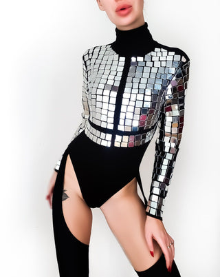 Women's Mirror Clothing set with Disco Bodysuit & Leggins - FEYA