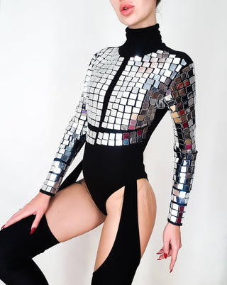 Women's Mirror Clothing set with Disco Bodysuit & Leggins - FEYA