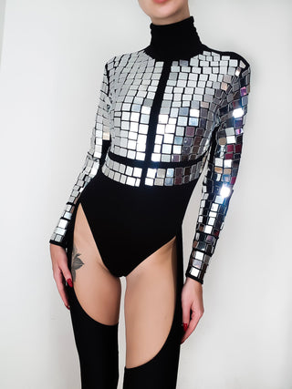 Women's Mirror Clothing set with Disco Bodysuit & Leggins - FEYA